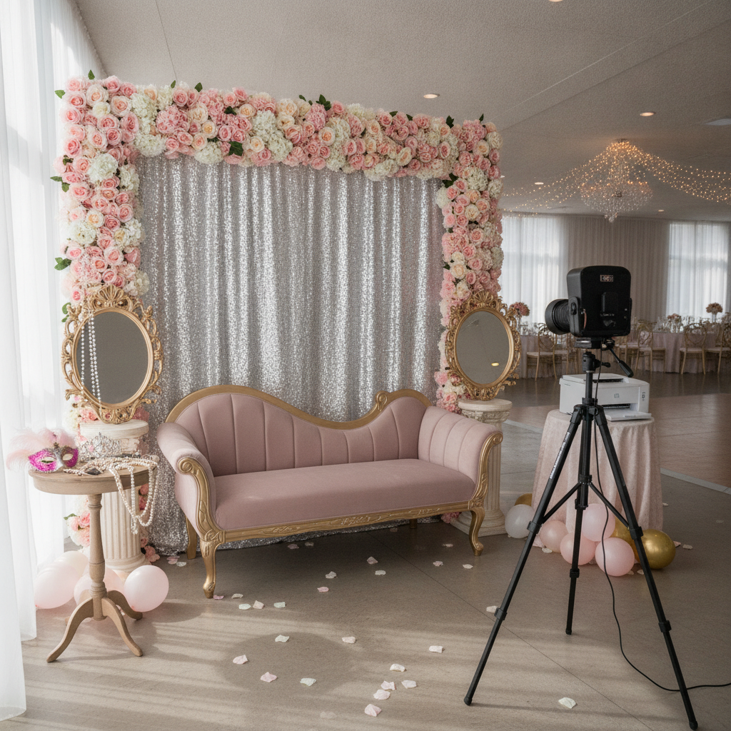 Quinceañera Photo Booth Rental with no person showing. just the setup